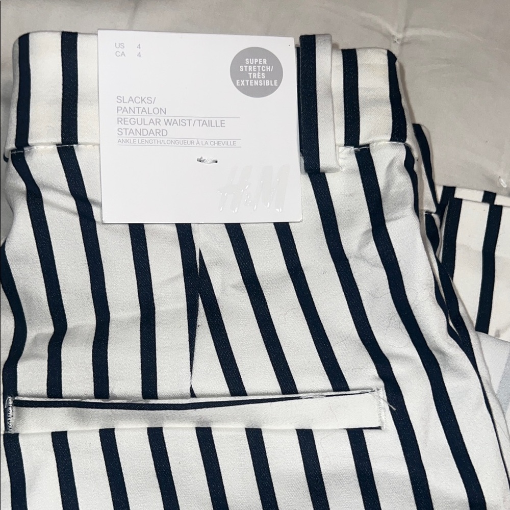 H&M Navy and White Striped Pants
